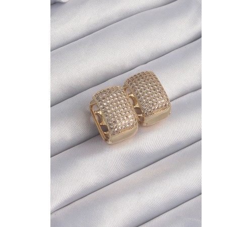Pirinç Gold Renk Zirkon Taşlı Minimal Halka Küpe - TJ-BKP9202 Pirinç Gold Renk Zirkon Taşlı Minimal Halka Küpe - TJ-BKP9202