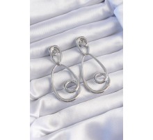 Pirinç Gümüş Renk Kıvrımlı Sallantılı Küpe - TJ-BKP9236
