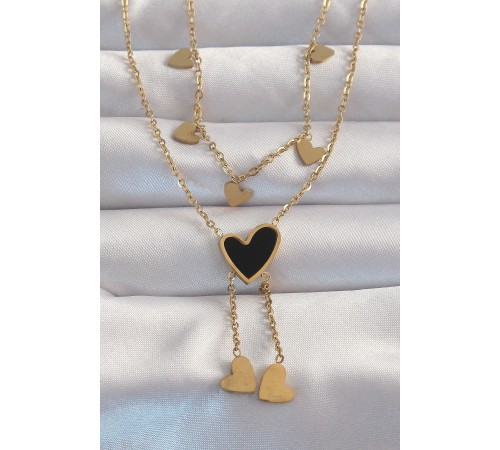 316L Çelik Gold Renk Mineli Çoklu Kalp Kolye - TJ-BKO8967 316L Çelik Gold Renk Mineli Çoklu Kalp Kolye - TJ-BKO8967