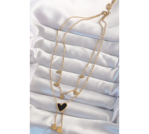 316L Çelik Gold Renk Mineli Çoklu Kalp Kolye - TJ-BKO8967 316L Çelik Gold Renk Mineli Çoklu Kalp Kolye - TJ-BKO8967