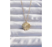 316L Çelik Zincir Gold Renk Zirkon Taşlı Star Model Kolye - TJ-BKO8976
