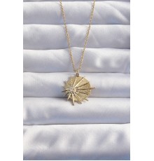 316L Çelik Zincir Gold Renk Zirkon Taşlı Star Model Kolye - TJ-BKO8976