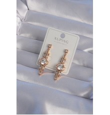 XUPİNG Rose Renk Zirkon Taşlı Geometrik Sallantılı Küpe - TJ-BKP9355