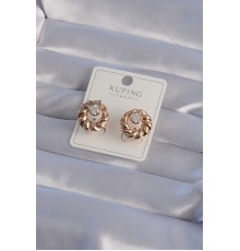 XUPİNG Rose Renk Oval Zirkon Taşlı Burgu Model Küpe - TJ-BKP9361