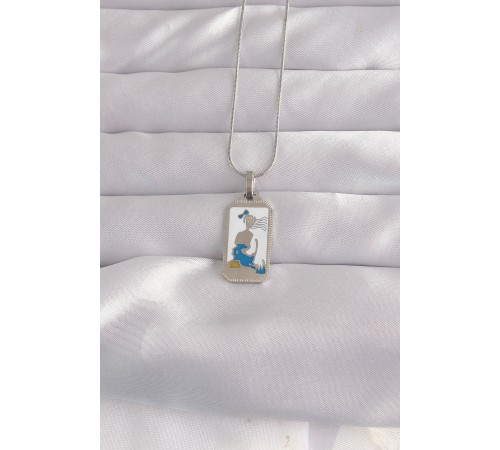 316L Çelik Gümüş Renk Beyaz Mineli Kız Figür Tarot Kolye - TJ-BKO9049 316L Çelik Gümüş Renk Beyaz Mineli Kız Figür Tarot Kolye - TJ-BKO9049