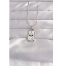 316L Çelik Gümüş Renk Beyaz Mineli Göz Figür Tarot Kolye - TJ-BKO9051