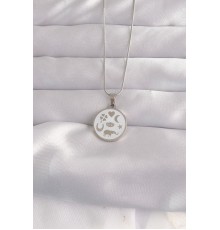 316L Çelik Gümüş Renk Beyaz Mineli Karışık Figürlü Tarot Kolye - TJ-BKO9052