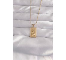 316L Çelik Gold Renk Çiçek Model Vintage Kolye - TJ-BKO9057