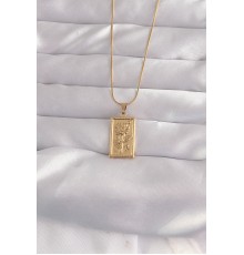 316L Çelik Gold Renk Çiçek Model Vintage Kolye - TJ-BKO9057