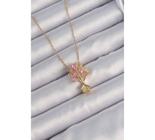 316L Çelik Zincir Altın Renk Pembe Zirkon Taşlı Uçan Ev Kolye - TJ-BKO9179 316L Çelik Zincir Altın Renk Pembe Zirkon Taşlı Uçan Ev Kolye - TJ-BKO9179