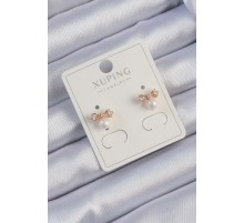 Xuping Rose Renk Zirkon Taşlı İncili Fiyonk Küpe - TJ-BKP9403