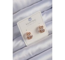 Xuping Rose Renk Zirkon Taşlı Geometrik Desenli Halka Küpe - TJ-BKP9425