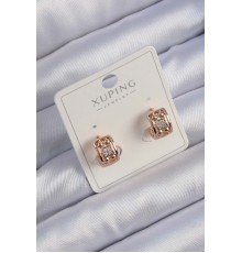 Xuping Rose Renk Zirkon Taşlı Geometrik Desenli Halka Küpe - TJ-BKP9425