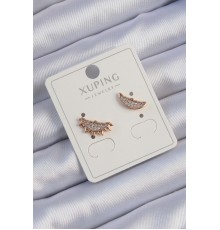 Xuping Rose Renk Zirkon Taşlı Ay ve Güneş Tasarımlı Küpe - TJ-BKP9429