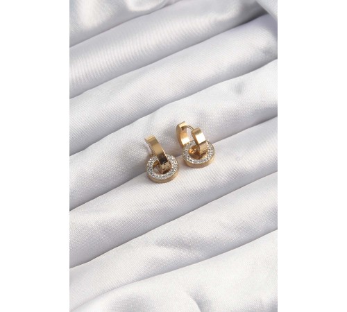316L Çelik Altın Renk Zirkon Taşlı Halka Model Küpe - TJ-BKP9499 316L Çelik Altın Renk Zirkon Taşlı Halka Model Küpe - TJ-BKP9499