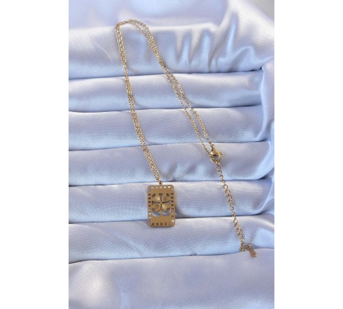 316L Altın Renk İşlemeli Yonca Model Vintage Kolye - TJ-BKO9267 316L Altın Renk İşlemeli Yonca Model Vintage Kolye - TJ-BKO9267