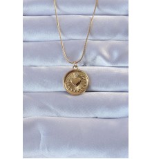 316L Altın Renk Parlayan Güneş Tasarımlı Oval Vintage Kolye - TJ-BKO9284