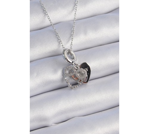 316L Çelik Gümüş Renk Zirkon Taşlı Sonsuzluk Kalp Figür Charm Model Kadın Kolye - TJ-BKO9309 316L Çelik Gümüş Renk Zirkon Taşlı Sonsuzluk Kalp Figür Charm Model Kadın Kolye - TJ-BKO9309