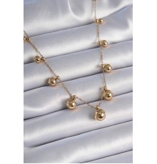 316L Çelik Gold Renk Top Model Kadın Kolye - TJ-BKO9345