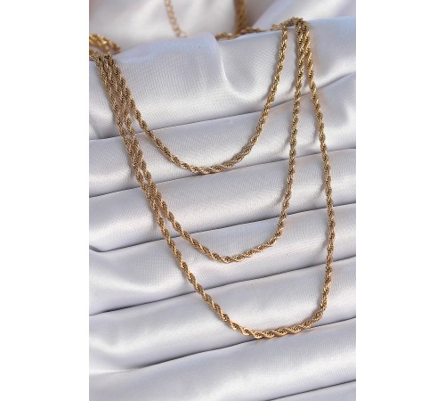 316L Çelik Gold Renk 3'lü Burgu Zincir Model Kadın Kolye - TJ-BKO9346 316L Çelik Gold Renk 3'lü Burgu Zincir Model Kadın Kolye - TJ-BKO9346