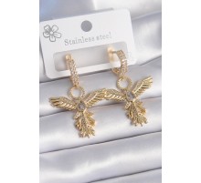 Pirinç Gold Renk Zirkon Taş Detay Anka Kuşu Model Kadın Küpe - TJ-BKP9540