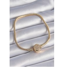 316L Çelik Zincir Gold Renk Zirkon Taşlı Charm Model Kadın Bileklik - TJ-BB6423