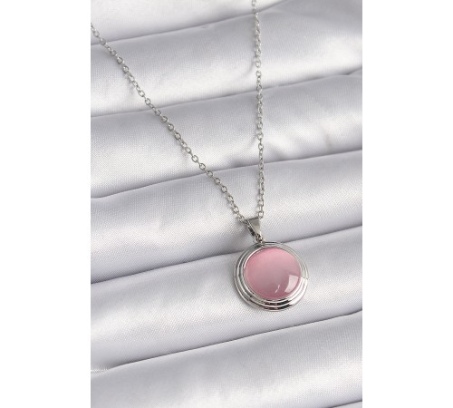 316L Çelik Gümüş Renk Daire Pembe Sedefli Model Kadın Kolye - TJ-BKO9425 316L Çelik Gümüş Renk Daire Pembe Sedefli Model Kadın Kolye - TJ-BKO9425