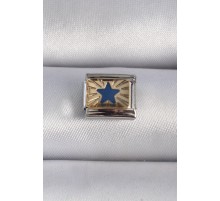 316L. Çelik Gümüş Renk Gold Mavi Yıldız İşlemeli Nomination Charm - TJ-BC1031