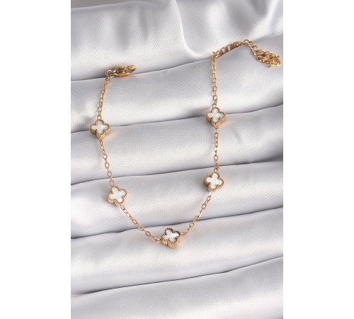 316L Çelik Gold Renk Beyaz Baby Boy Yonca Model Kadın Bileklik - TJ-BB6476 316L Çelik Gold Renk Beyaz Baby Boy Yonca Model Kadın Bileklik - TJ-BB6476