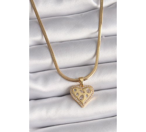 316L Çelik Gold Renk İtalyan Zincir Zirkon Taşlı Kalp Figür Kadın Kolye - TJ-BKO9510 316L Çelik Gold Renk İtalyan Zincir Zirkon Taşlı Kalp Figür Kadın Kolye - TJ-BKO9510