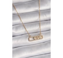 316L Çelik Gold Renk Zincir Zirkon Taşlı Messika Model Kadın Kolye - TJ-BKO9513