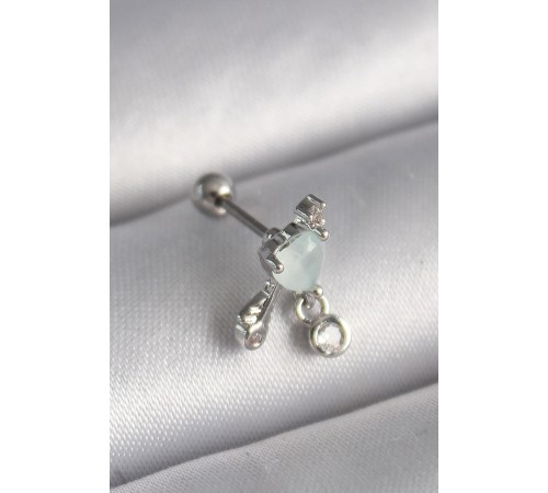 316L Çelik Gümüş Renk Beyaz Minelik Kalp Sallantı Zirkon Taş Detay Tragus Piercing - TJ-PR1229 316L Çelik Gümüş Renk Beyaz Minelik Kalp Sallantı Zirkon Taş Detay Tragus Piercing - TJ-PR1229