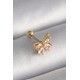 316L Çelik Gold Renk Zirkon Taşlı Kelebek Tragus Piercing - TJ-PR1232