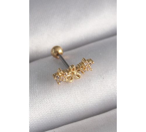 316L Çelik Gold Renk Zirkon Taşlı Çiçek Tragus Piercing - TJ-PR1246 316L Çelik Gold Renk Zirkon Taşlı Çiçek Tragus Piercing - TJ-PR1246