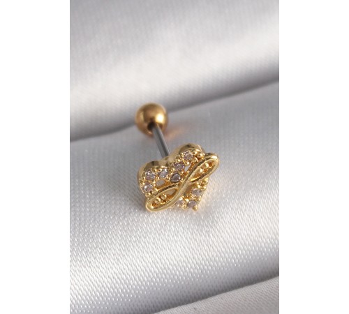 316L Çelik Gold Renk Zirkon Taşlı Kalp Sonsuzluk Detay Tragus Piercing - TJ-PR1248 316L Çelik Gold Renk Zirkon Taşlı Kalp Sonsuzluk Detay Tragus Piercing - TJ-PR1248