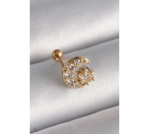 316L Çelik Gold Renk Zirkon Taşlı Ay Yıldız Tragus Piercing - TJ-PR1256 316L Çelik Gold Renk Zirkon Taşlı Ay Yıldız Tragus Piercing - TJ-PR1256