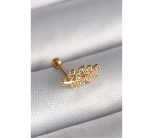 316L Çelik Gold Renk Zirkon Taşlı Dal Tragus Piercing - TJ-PR1258 316L Çelik Gold Renk Zirkon Taşlı Dal Tragus Piercing - TJ-PR1258