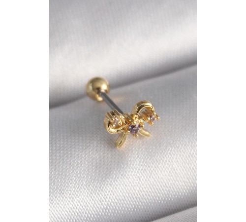 316L Çelik Gold Renk Zirkon Taşlı Kurdele Tragus Piercing - TJ-PR1264 316L Çelik Gold Renk Zirkon Taşlı Kurdele Tragus Piercing - TJ-PR1264