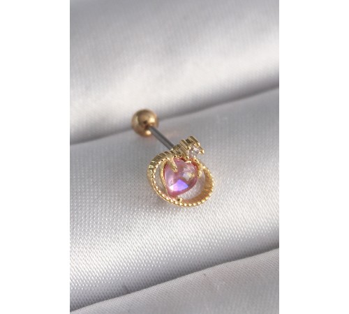 316L Çelik Gold Renk Pembe Mineli Kalp Zirkon Taş Detay Tragus Piercing - TJ-PR1272 316L Çelik Gold Renk Pembe Mineli Kalp Zirkon Taş Detay Tragus Piercing - TJ-PR1272
