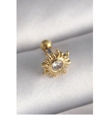 316L Çelik Gold Renk Zirkon Taşlı Güneş Tragus Piercing - TJ-PR1278