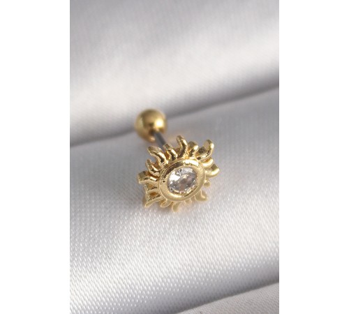 316L Çelik Gold Renk Zirkon Taşlı Güneş Tragus Piercing - TJ-PR1278 316L Çelik Gold Renk Zirkon Taşlı Güneş Tragus Piercing - TJ-PR1278