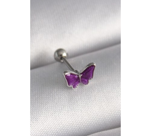 316L Çelik Gümüş Renk Mor Kelebek Model Tragus Piercing - TJ-PR1287 316L Çelik Gümüş Renk Mor Kelebek Model Tragus Piercing - TJ-PR1287