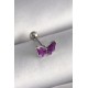 316L Çelik Gümüş Renk Mor Kelebek Model Tragus Piercing - TJ-PR1287