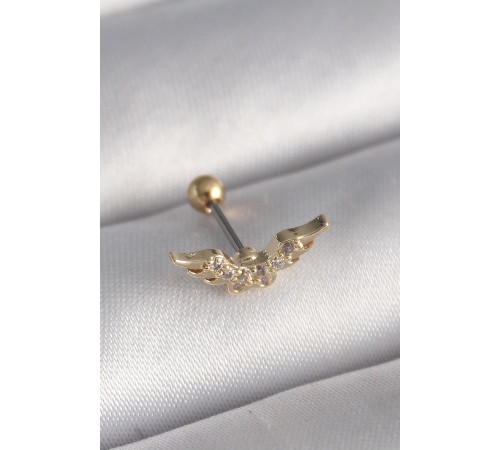 316L Çelik Gold Renk Zirkon Taş Detay Kanat Model Tragus Piercing - TJ-PR1290 316L Çelik Gold Renk Zirkon Taş Detay Kanat Model Tragus Piercing - TJ-PR1290
