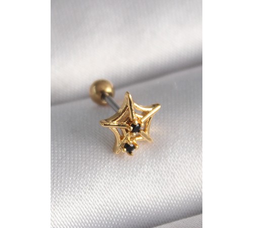 316L Çelik Gold Renk Siyah Zirkon Taş Detay Örümcek Ağ Model Tragus Piercing - TJ-PR1292 316L Çelik Gold Renk Siyah Zirkon Taş Detay Örümcek Ağ Model Tragus Piercing - TJ-PR1292