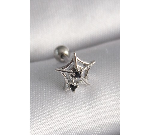 316L Çelik Gümüş Renk Siyah Zirkon Taş Detay Örümcek Ağ Model Tragus Piercing - TJ-PR1293 316L Çelik Gümüş Renk Siyah Zirkon Taş Detay Örümcek Ağ Model Tragus Piercing - TJ-PR1293