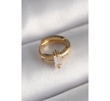 316L Çelik Gold Renk Zirkon Taşlı Tragus Piercing - TJ-PR1306
