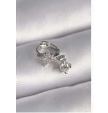 316L Çelik Gümüş Renk Zirkon Taşlı Çiçek Model Sallantı Detay Tragus Piercing - TJ-PR1315
