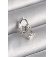 316L Çelik Gümüş Renk Zirkon Taşlı Sallantı Yıldız Model Tragus Piercing - TJ-PR1317