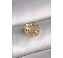 316L Çelik Gold Renk Zirkon Taşlı Ay Yıldız Model Tragus Piercing - TJ-PR1322